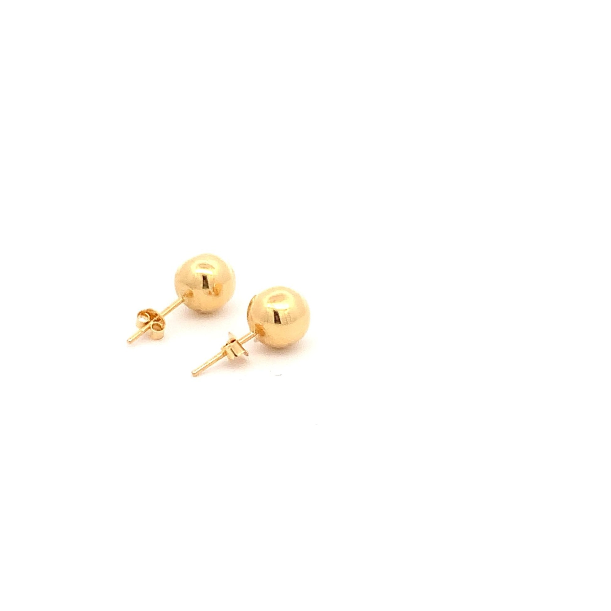 18K Yellow Gold Earrings Stud Ball Polished 1.33 grams - Rafant