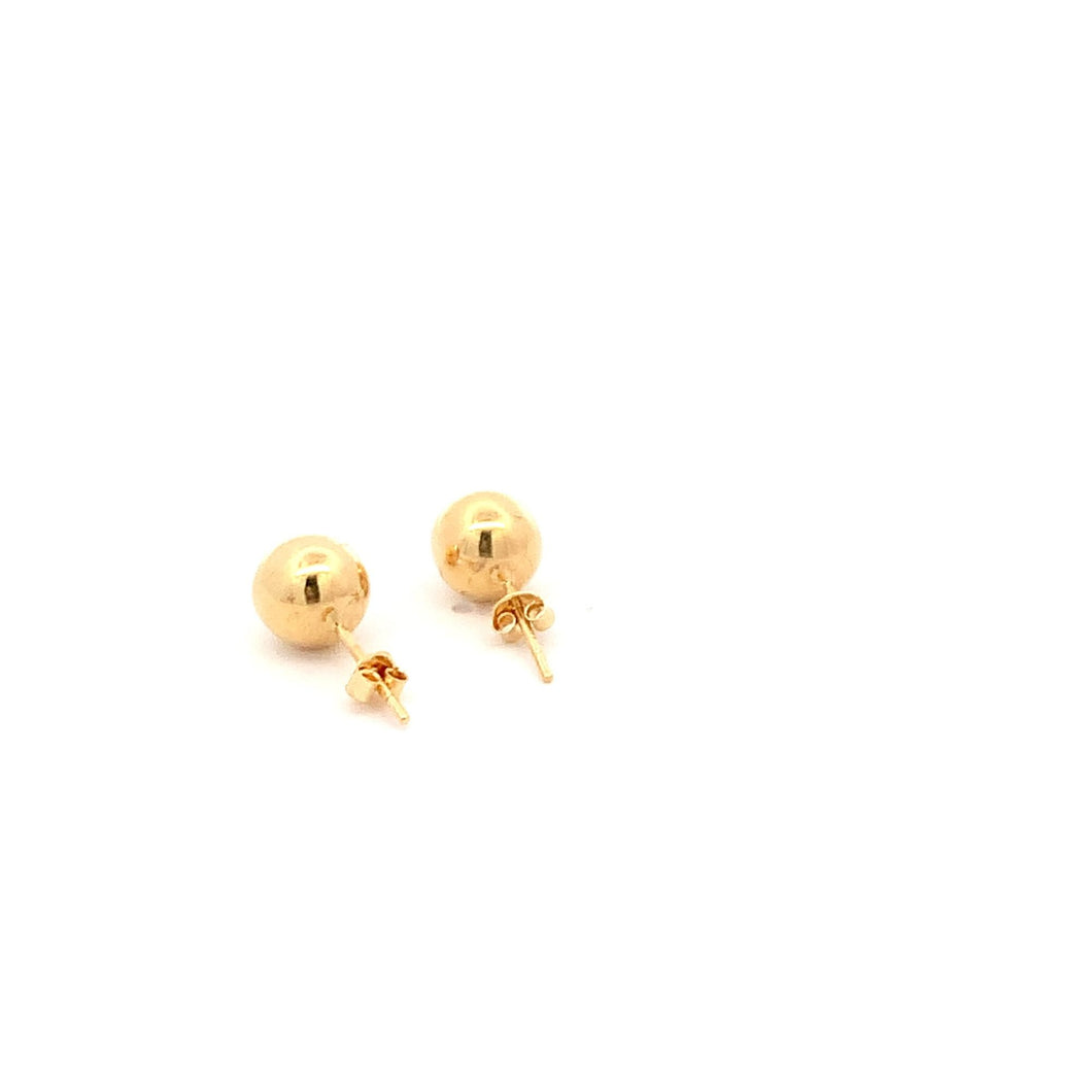 18K Yellow Gold Earrings Stud Ball Polished 1.33 grams - Rafant