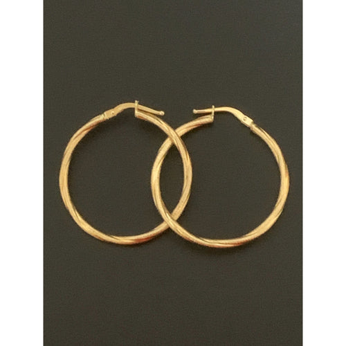18K Gold Earrings Hoops Loops Twisted 1.62 grams - Rafant
