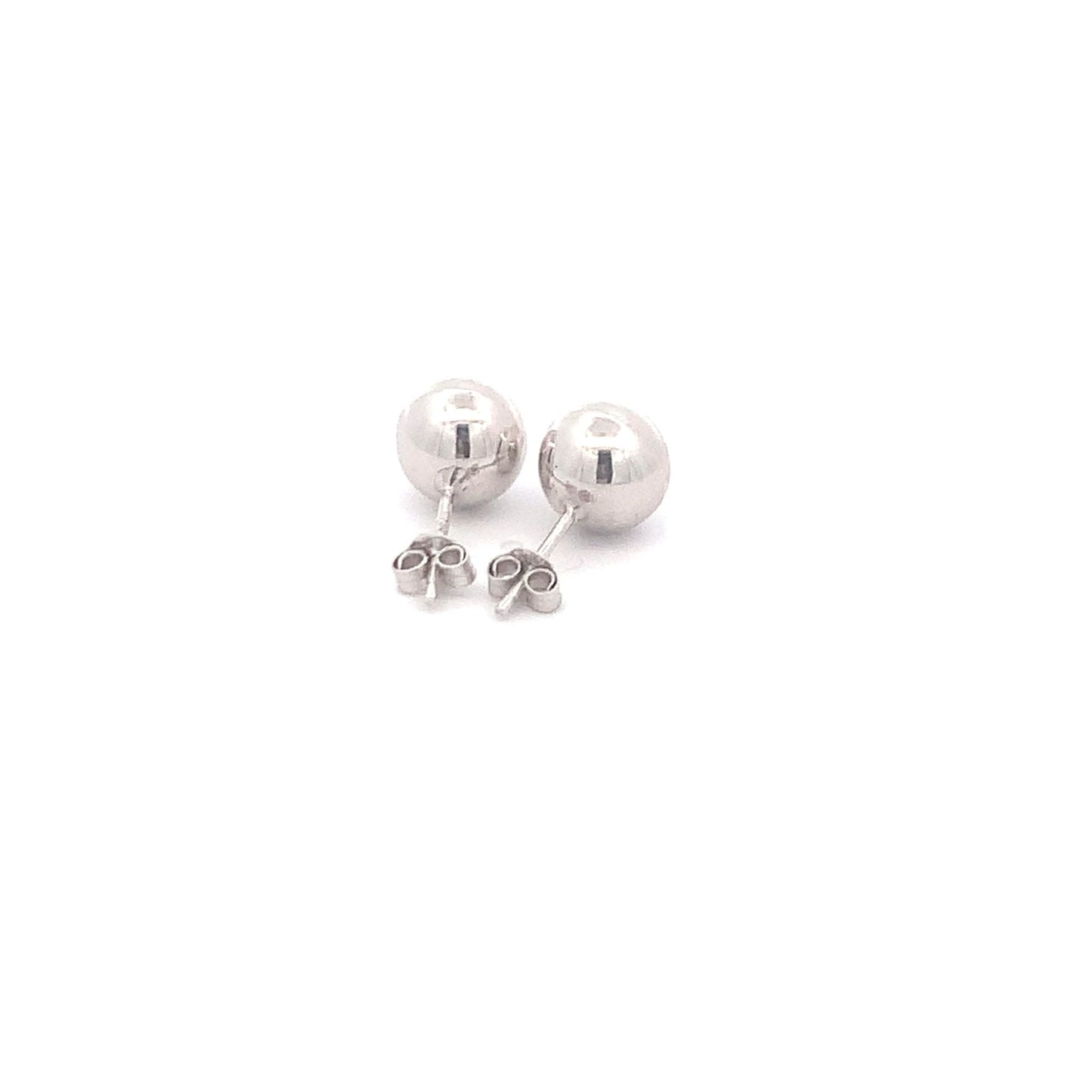 18K White Gold Earrings Stud Balls Polished 1.63 grams - Rafant