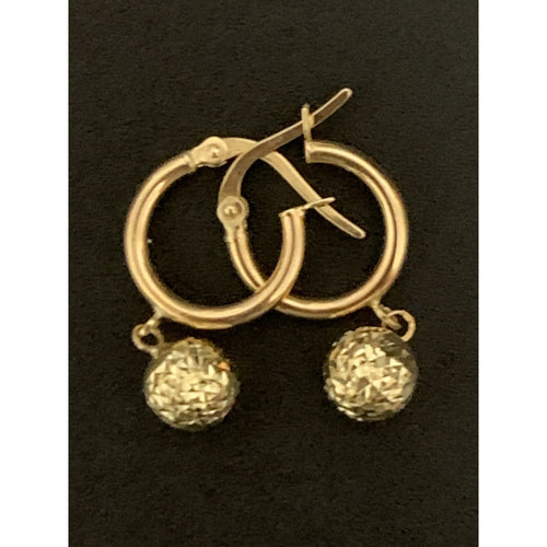 18K Gold Earrings Hoops Balls Small 1.61 grams - Rafant