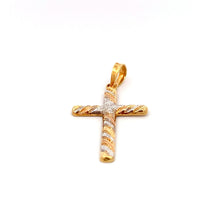 Load image into Gallery viewer, 18K Gold Pendant Cross Religious Tricolor Yellow White Rose Gold - Rafant
