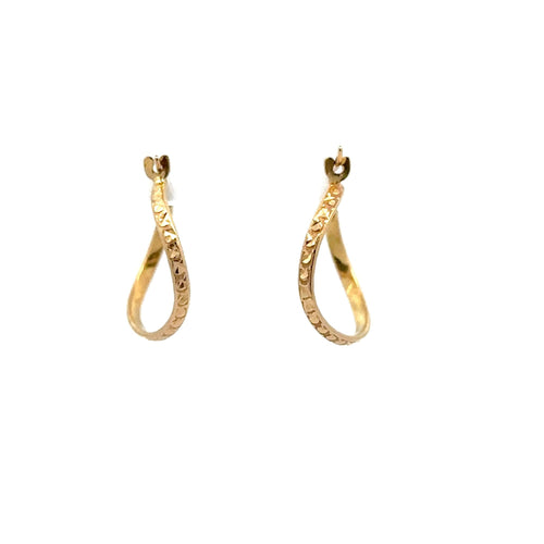 18K Gold Earrings Hoops Irregular Small 1.04 grams - Rafant