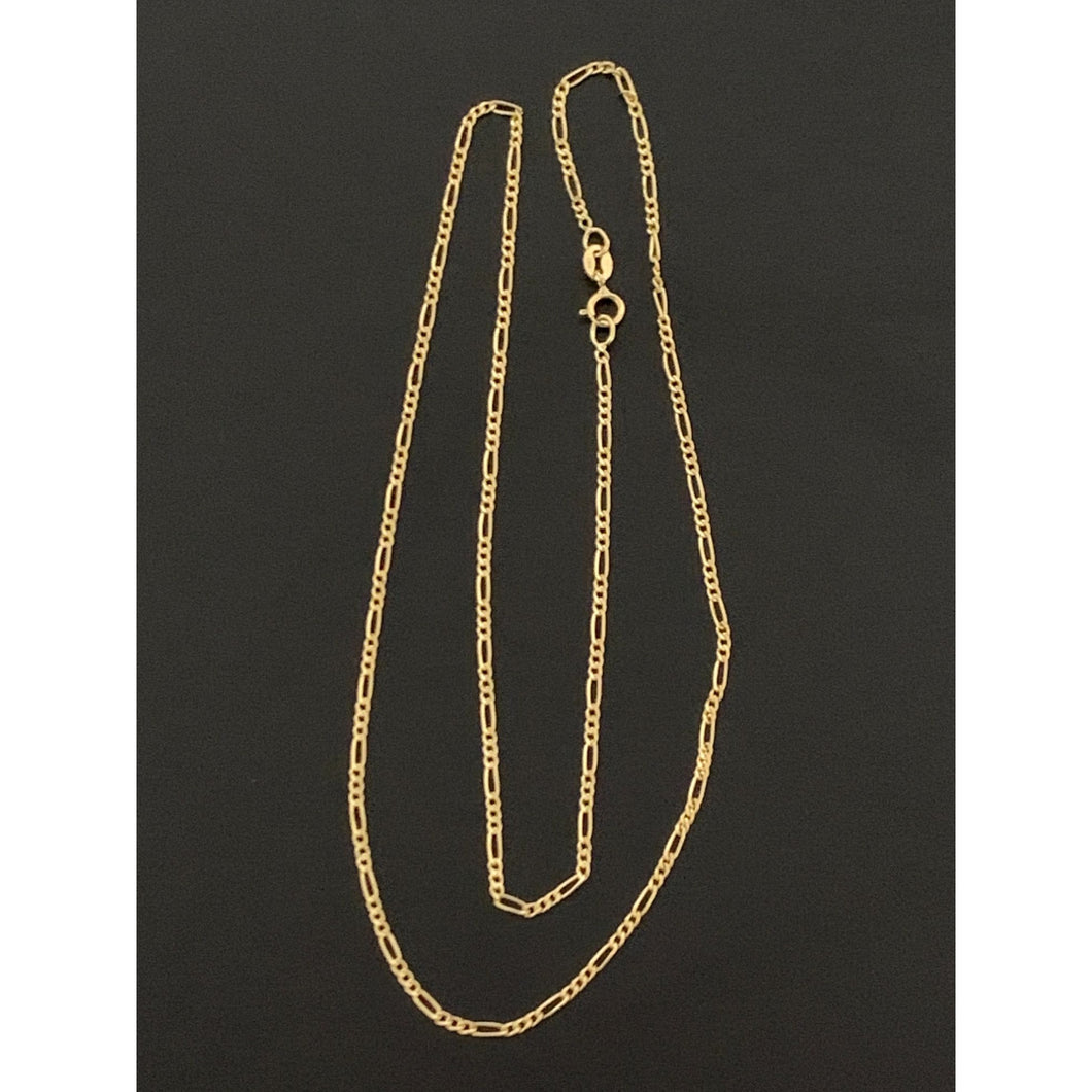 18K Gold Necklace  Figaro Chain Only Lightweight 1.30 grams 17.75 inches - Rafant