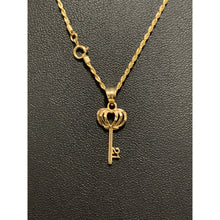 Load image into Gallery viewer, 18K Gold Necklace Chain 17.75&quot; Rope with Key Crown 21 Pendant - Rafant
