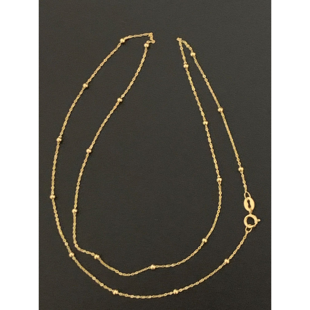 18K Gold Necklace Chain Charm Beads 17.50 inches 1.18 grams - Rafant