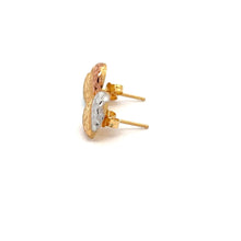 Load image into Gallery viewer, 18K Gold Earrings Stud Heart Tricolor 1.46 grams - Rafant
