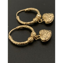Load image into Gallery viewer, 18K Gold Earrings Hoops Loops With Heart Charm Small 2.52 grams - Rafant
