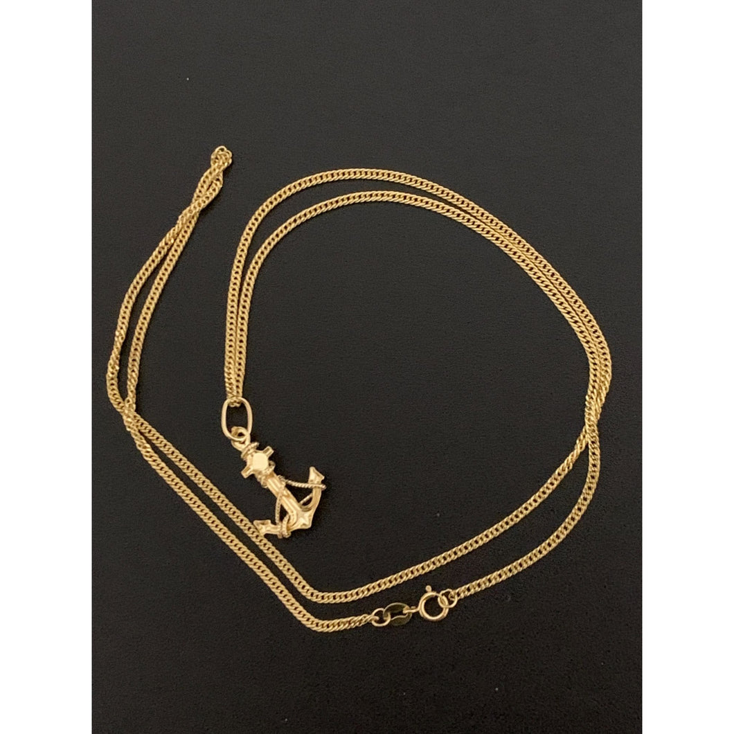 18K Gold Necklace Curb Chain 19.50
