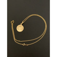 Load image into Gallery viewer, 18K Gold Necklace  Rolo Chain 17.50 inches with Mother Mary Round Pendant 2.35 grams - Rafant
