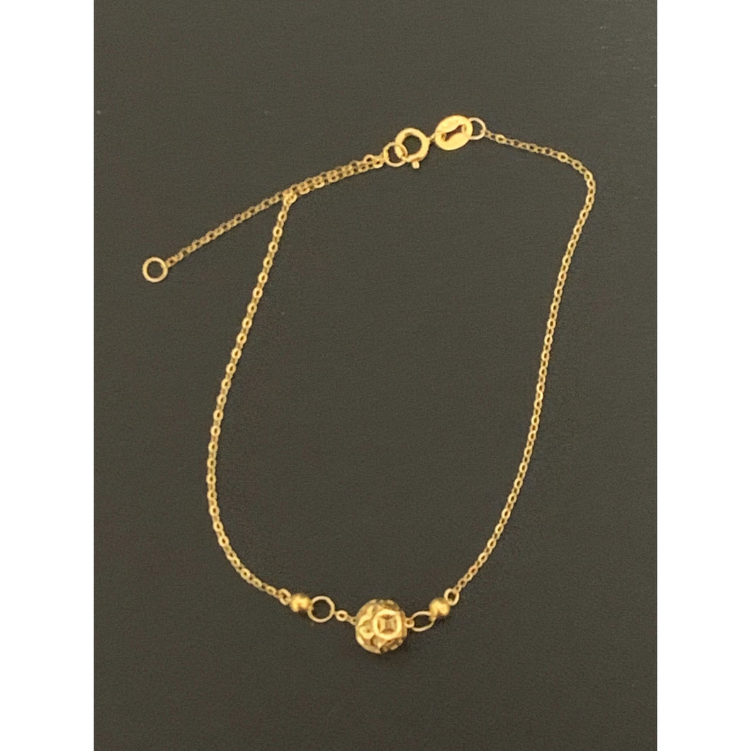 18K Gold Bracelet Charm Ball Size 6.25