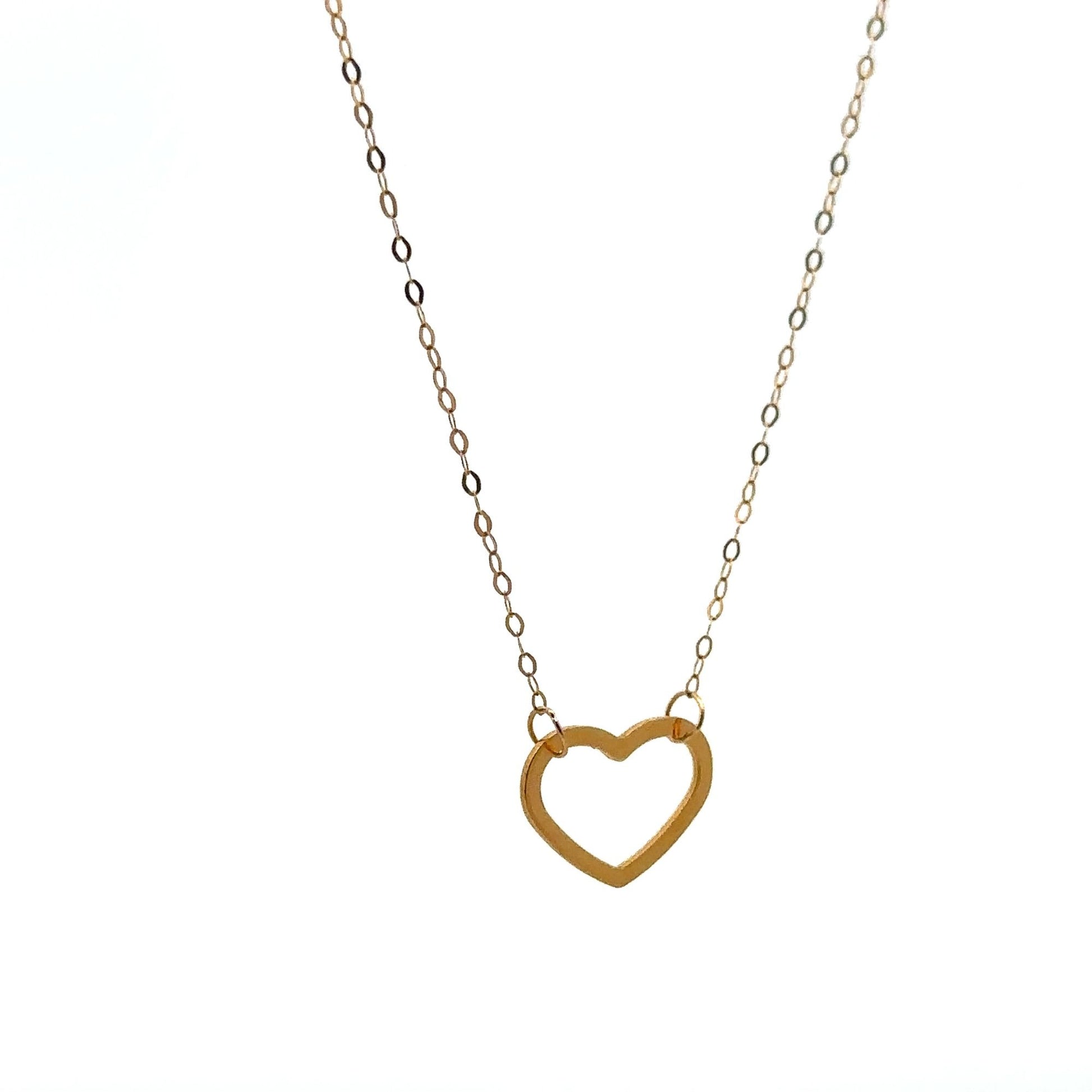 18K Gold Necklace Chain 18 inches Pendant Heart 0.58 grams - Rafant