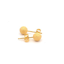 Load image into Gallery viewer, 18K Yellow Gold Earrings Ball Frosted Small 1.31 grams - Rafant
