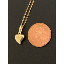 Load image into Gallery viewer, 18k Gold Necklace Curb Chain 17.75 inches with Puffed Heart Pendant - Rafant
