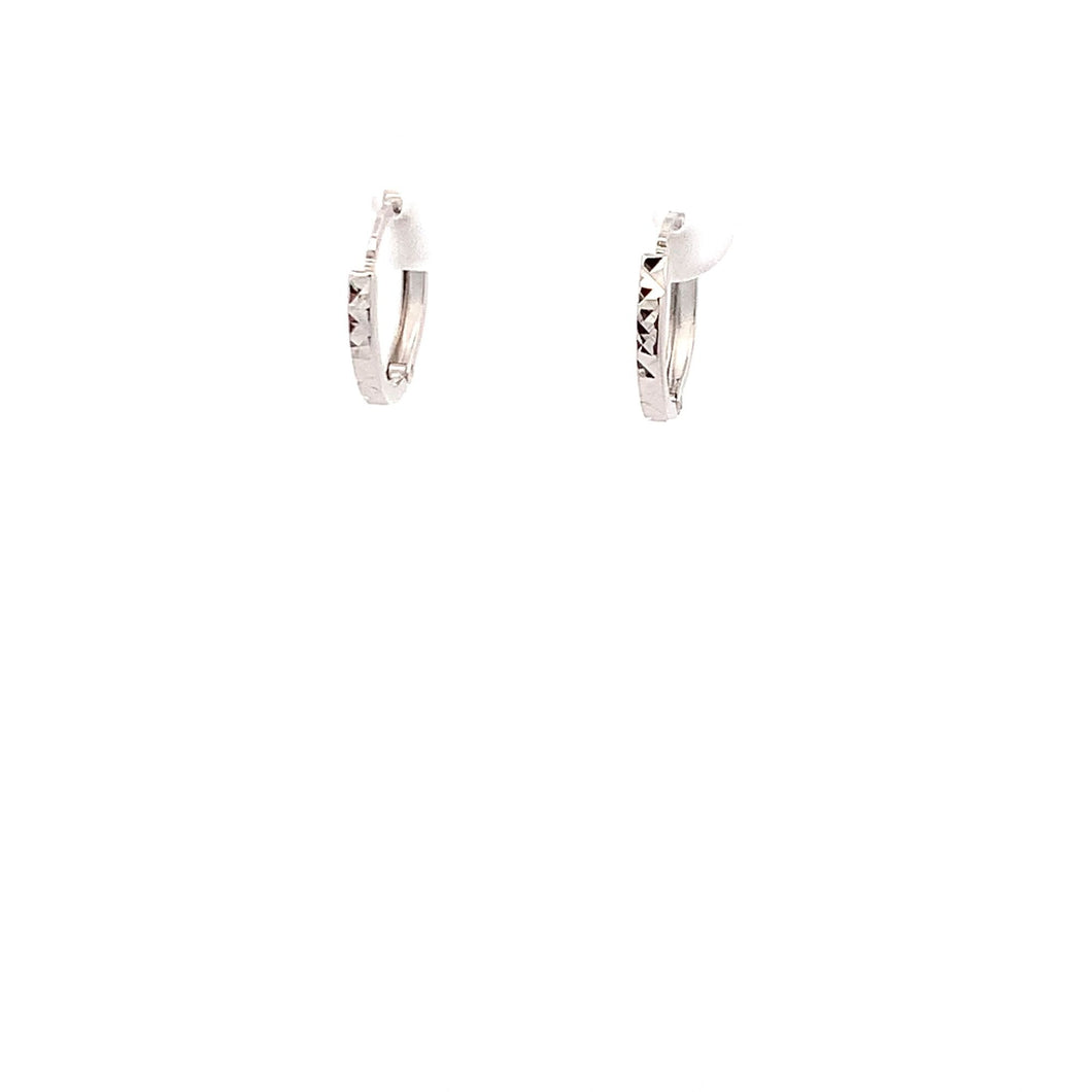 18K White Gold Earrings Hoops Huggies Very Tiny 0.93 grams - Rafant