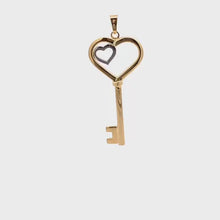 Load and play video in Gallery viewer, 18K Yellow Gold Pendant Key Heart 1.59 grams
