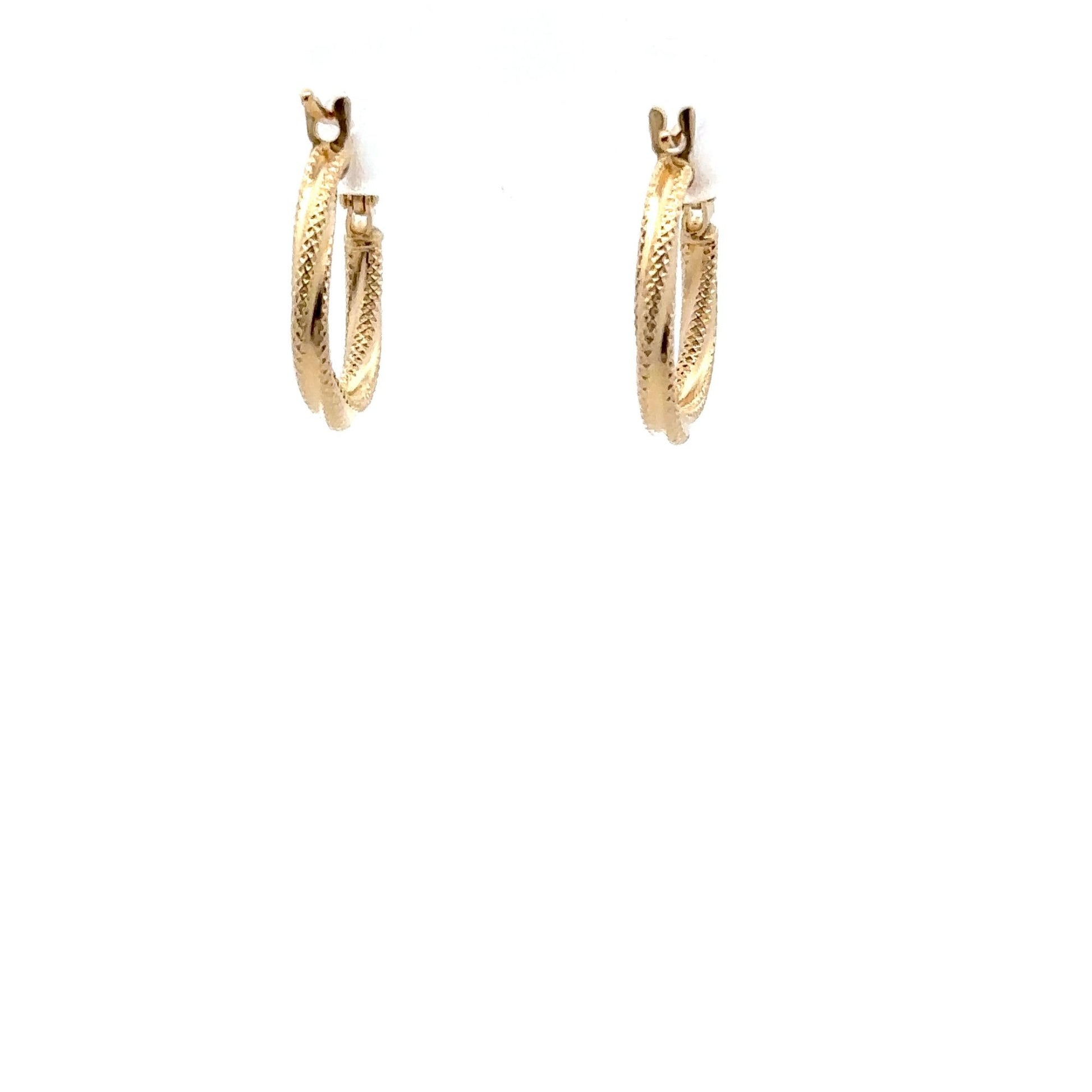 18K Yellow Gold Earrings Hoops Small 0.84 grams - Rafant