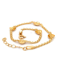 Load image into Gallery viewer, 18K Yellow Gold Bracelet Heart Charms 6.75 inches plus one inch extension - Rafant
