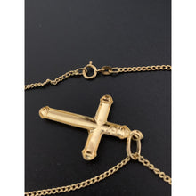 Load image into Gallery viewer, 18K Gold Necklace Chain Curb 17.75 inches with Cross Pedant 2.33 grams - Rafant
