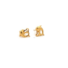 Load image into Gallery viewer, 18K Gold Earrings Stud Heart Dolphin Small 1.07 grams Small - Rafant

