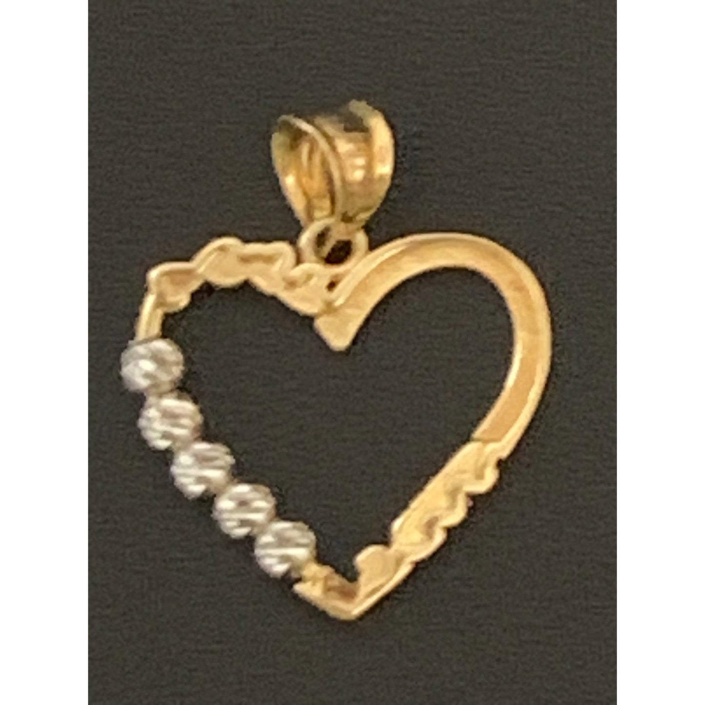 18K Gold Pendant Heart Two Tone White Yellow Gold 1.18 grams - Rafant