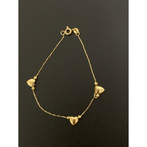 18K Gold Bracelet Heart 1.28 grams Size 6.5 inches - Rafant