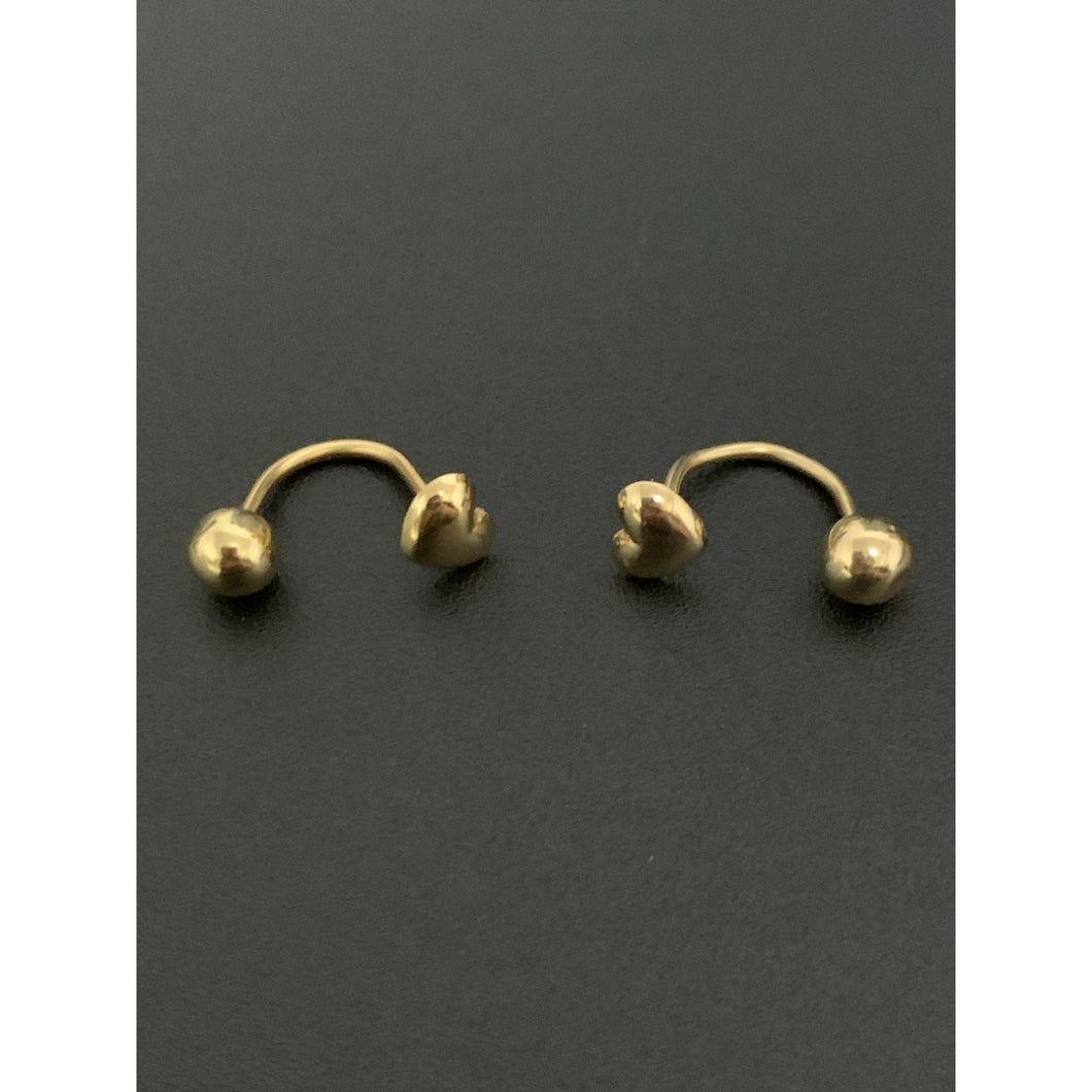 18K Gold Earrings Heart Ball Small 1.24 grams - Rafant
