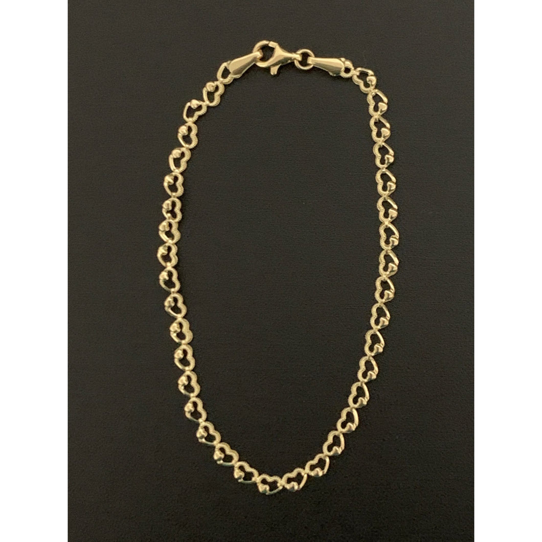 18K Yellow Gold Bracelet Heart Link Size 7 inches 1.89 grams - Rafant