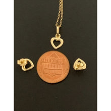 Load image into Gallery viewer, 18K Gold Necklace Chain 17.75&quot; w/Heart Pendant and Earrings Set - Rafant
