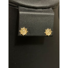 Load image into Gallery viewer, 18K Gold Earrings Stud Wheels Anchor 1.01 grams - Rafant
