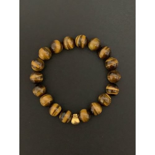 24K Gold Money Bag Lucky Charm Bracelet Tiger Eye Gemstones - Rafant