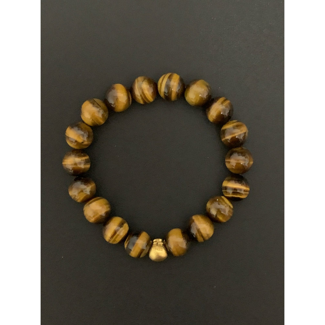 24K Gold Money Bag Lucky Charm Bracelet Tiger Eye Gemstones - Rafant