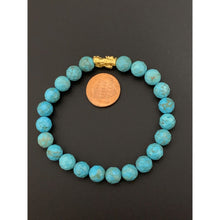 Load image into Gallery viewer, 24K Gold Piyao Pixiu Lucky Charm Bracelet Blue Turquoise Gemstones - Rafant
