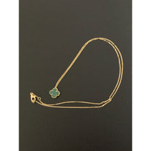 Load image into Gallery viewer, 18K Gold Necklace Chain 16.50 inches with Malachite Clover Pendant 2.15 grams - Rafant
