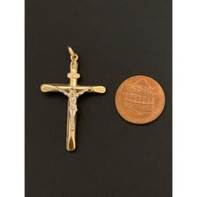 Load image into Gallery viewer, 18K Gold Pendant Cross Jesus Christ Two Tone White Yellow Gold 2.10 grams - Rafant
