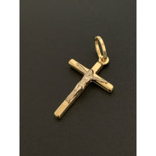 Load image into Gallery viewer, 18K Gold Pendant Cross Jesus Christ Two Tone Yellow White Gold 1.01 grams - Rafant
