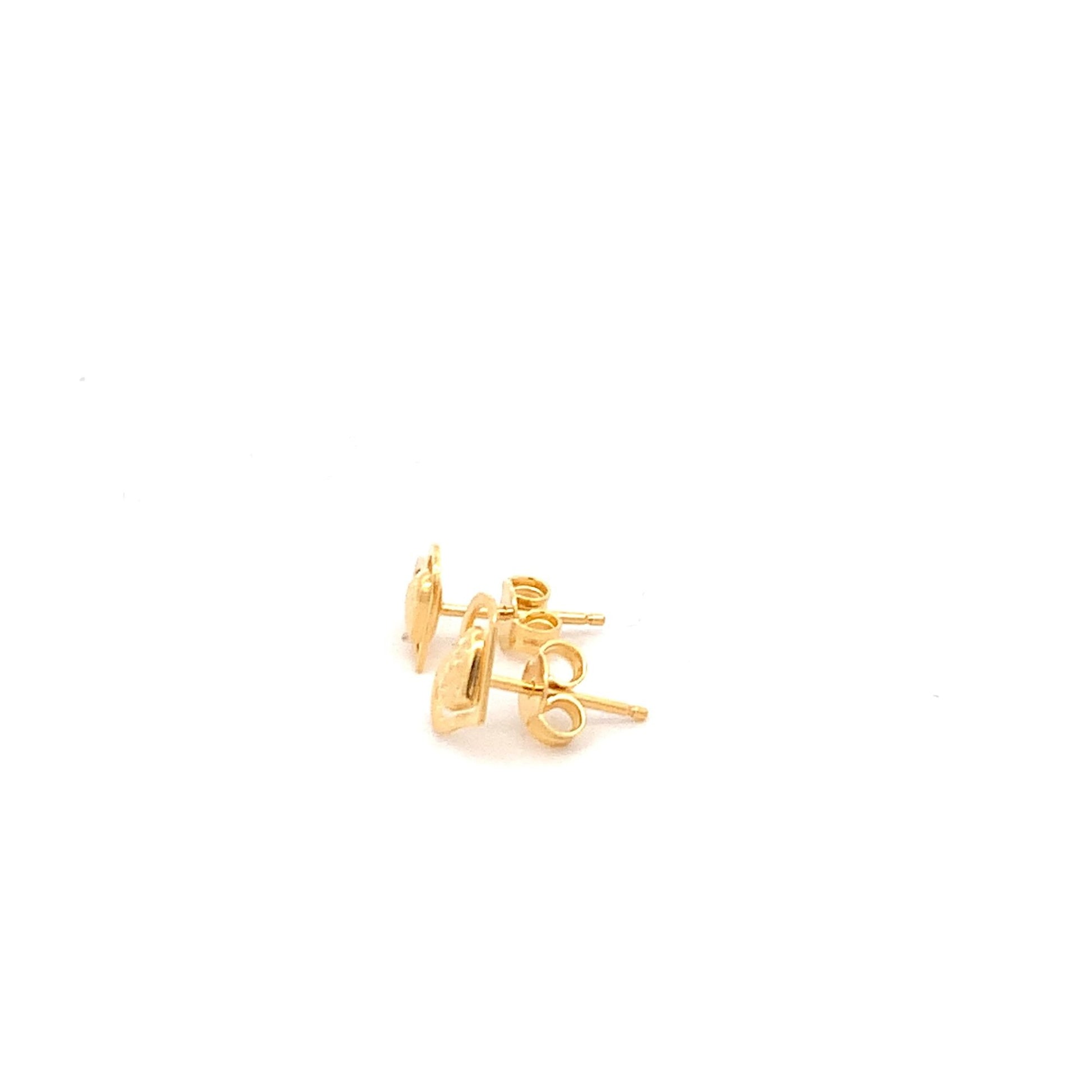 18K Yellow Gold Earrings Heart Stud 1.16 grams - Rafant