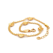 Load image into Gallery viewer, 18K Yellow Gold Bracelet Heart Charms 6.75 inches plus one inch extension - Rafant
