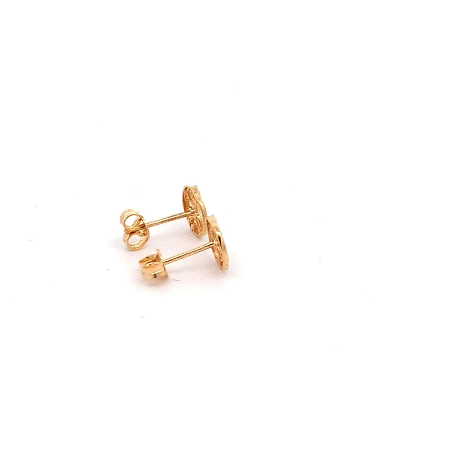 18K Yellow Gold Earrings Stud Love Heart Tiny 1.26 grams - Rafant