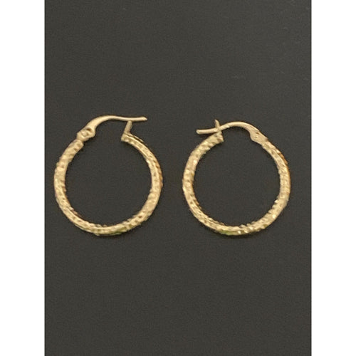 18K Yellow Gold Earrings Hoops Textured  Small - Rafant