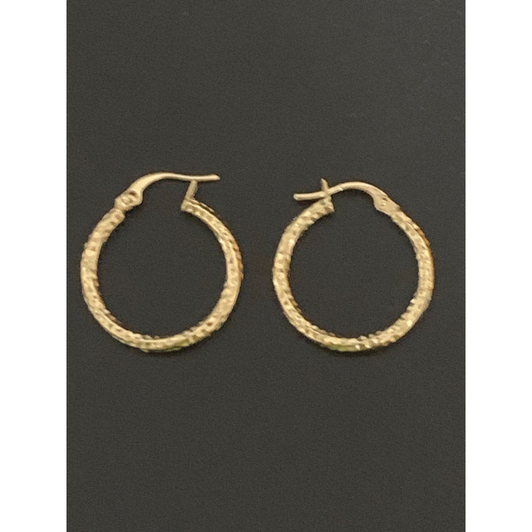 18K Yellow Gold Earrings Hoops Textured  Small - Rafant