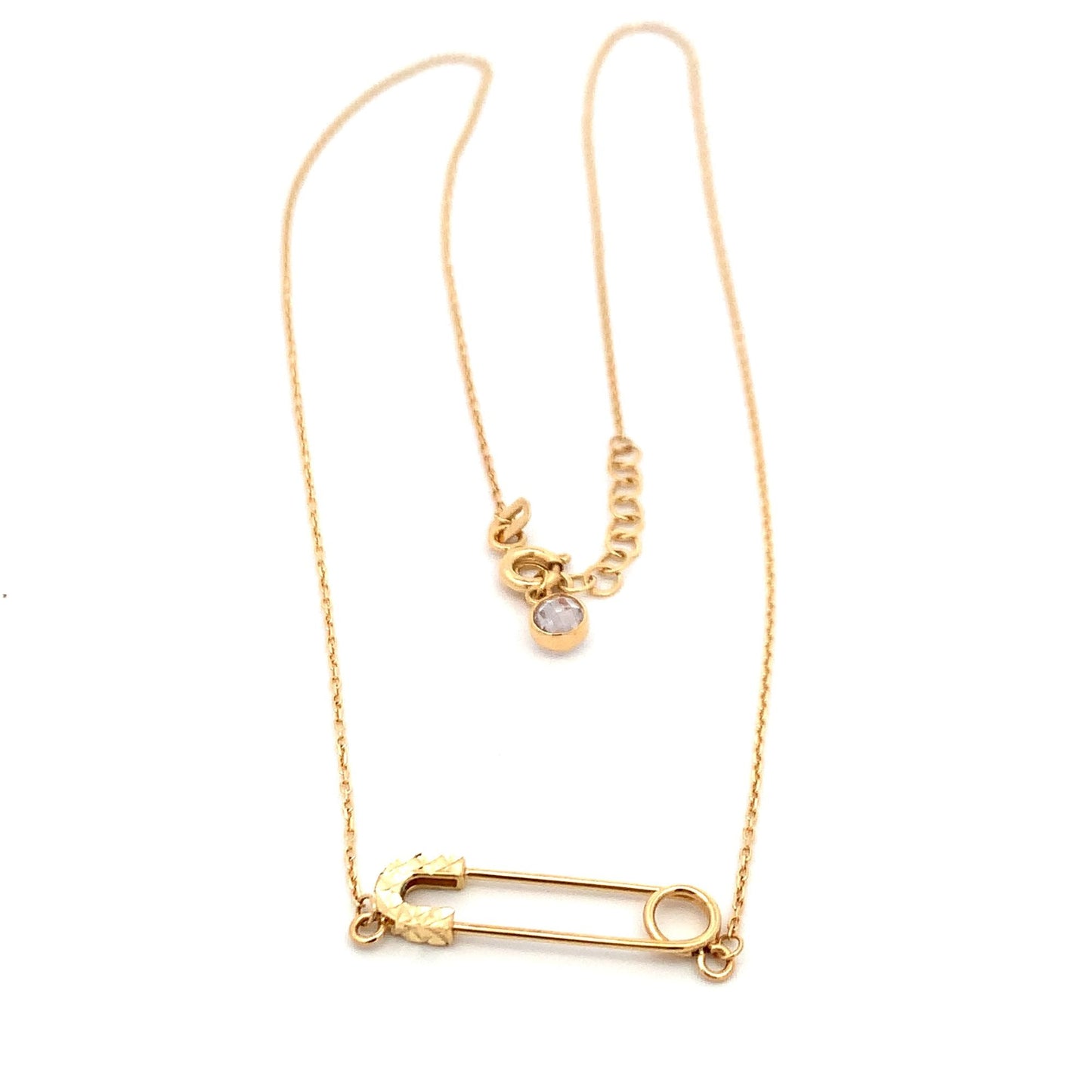 18K Yellow Gold Necklace Chain Pendant Pin 16.5 inches with one inch extension 2.31 grams - Rafant