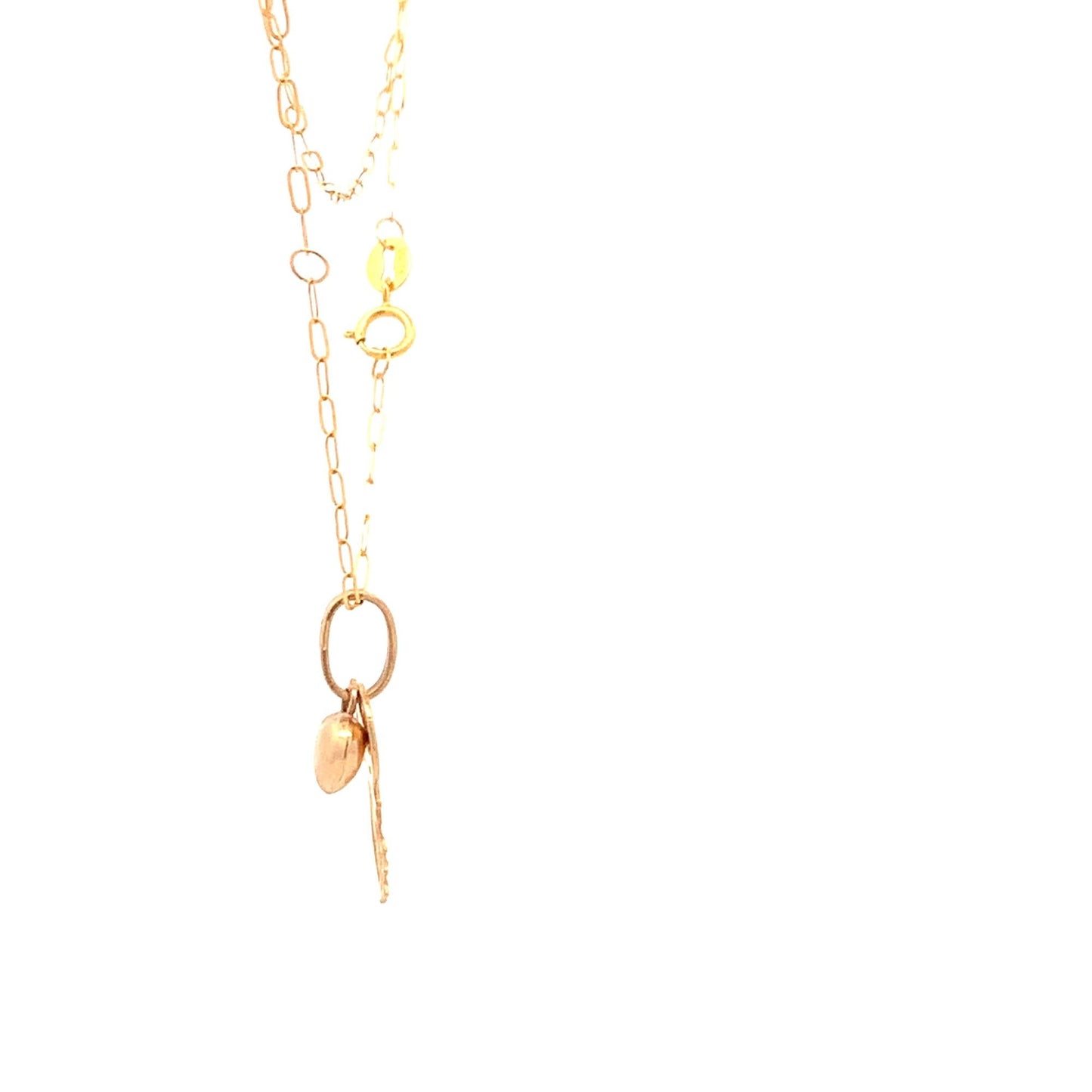 18K Yellow Gold Necklace Chain 18 inches Heart Pendant 1.53 grams - Rafant