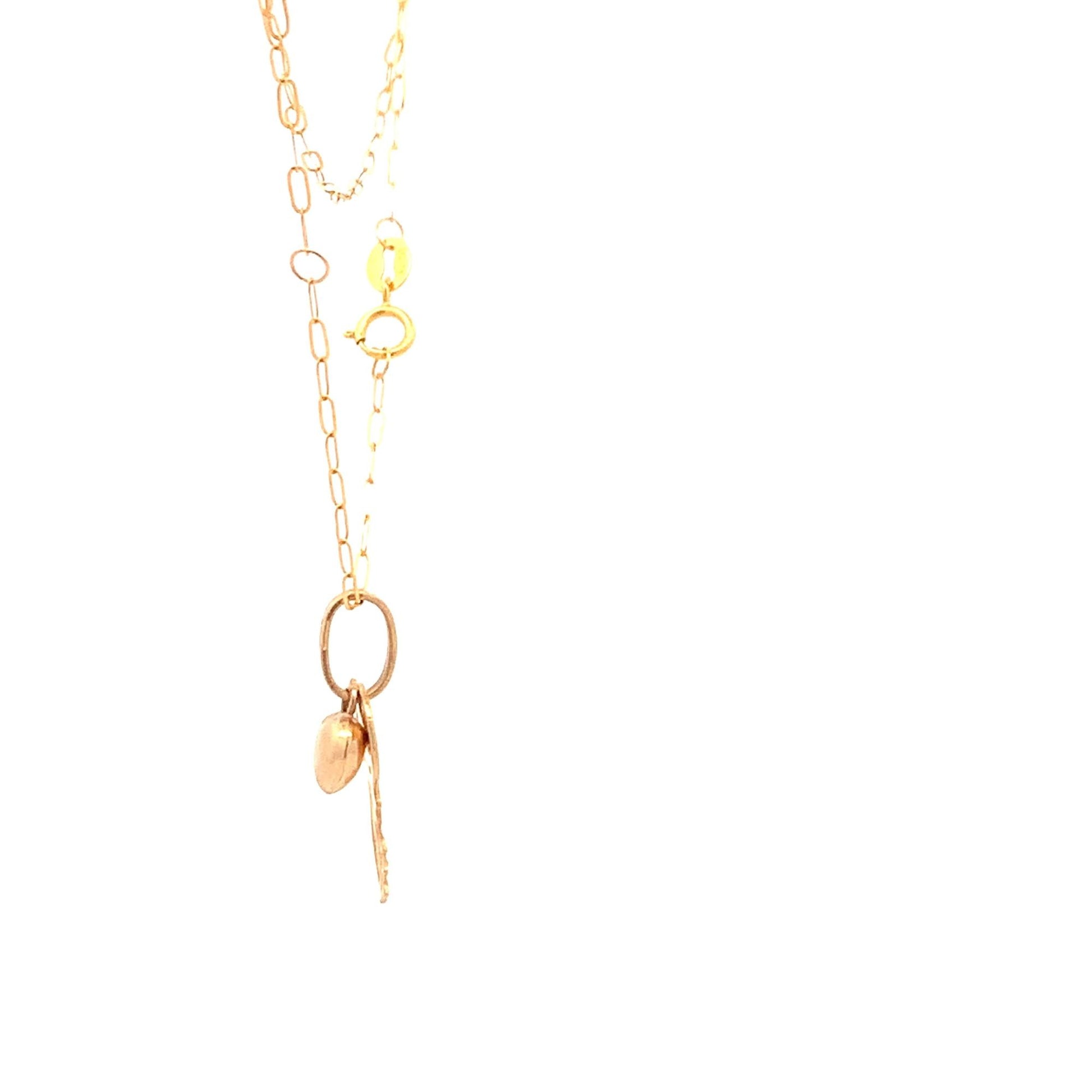 18K Yellow Gold Necklace Chain 18 inches Heart Pendant 1.53 grams - Rafant