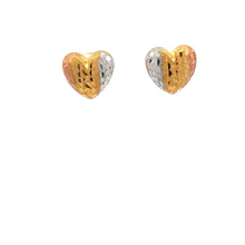 Load image into Gallery viewer, 18K Gold Earrings Stud Heart Tricolor 1.46 grams - Rafant
