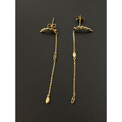 18K Yellow Gold Earrings Post Dangling - Rafant