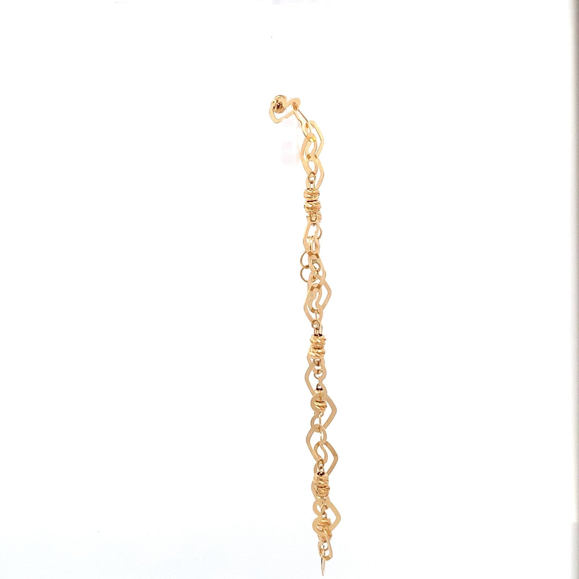 18K Yellow Gold Bracelet Heart Beads 2.46 grams 7.5 inches - Rafant