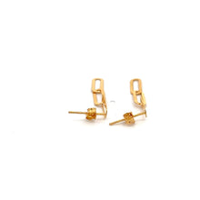 Load image into Gallery viewer, 18K Gold Earrings Drop Dangle Post Paperclip 0.53 grams - Rafant
