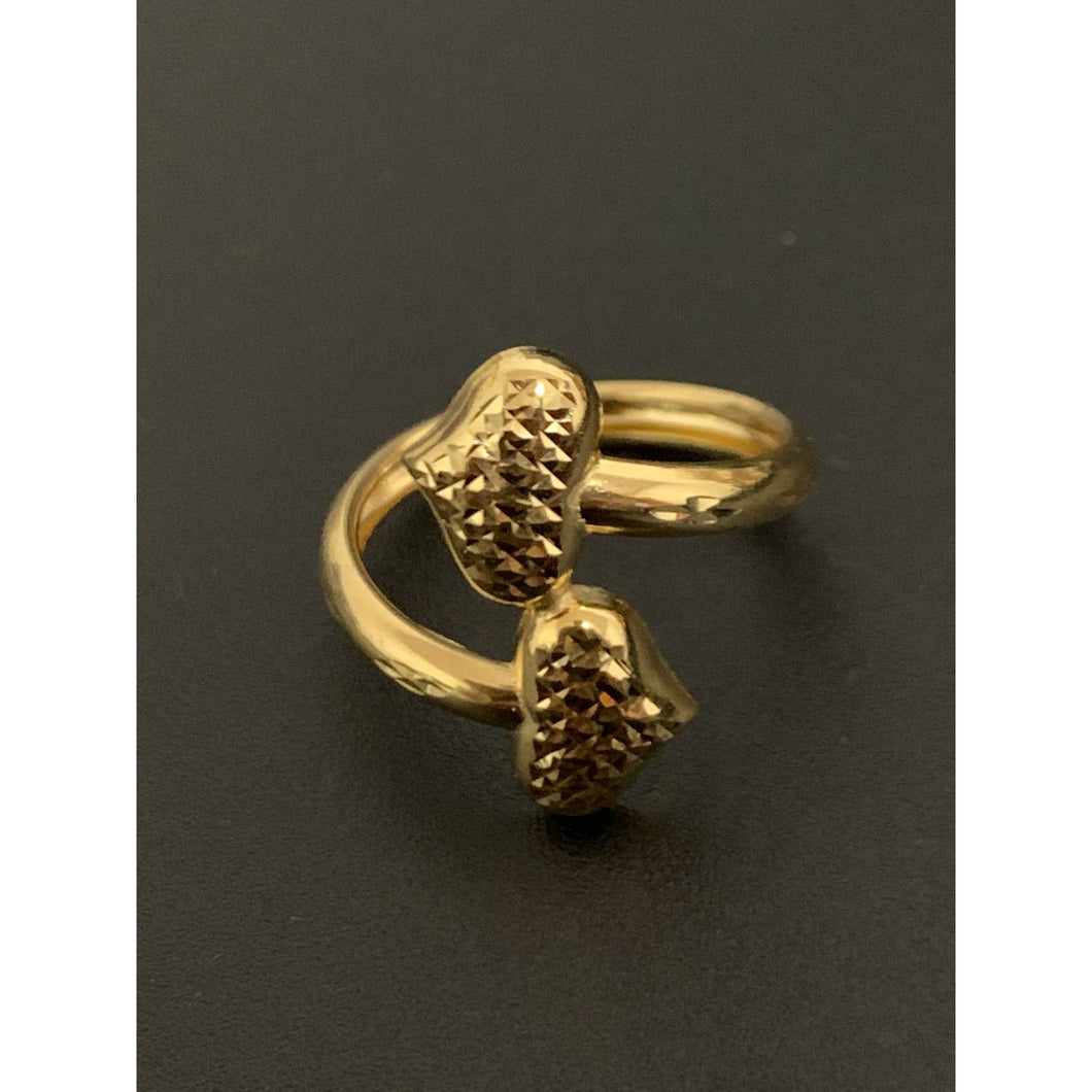 18K Gold Ring Double Hearts 1.33 grams S 6.5 - Rafant