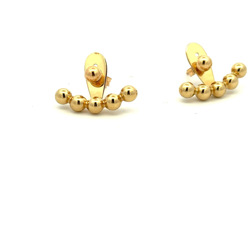 18K Gold Earrings Balls Bead Stud Post 2.60 grams - Rafant